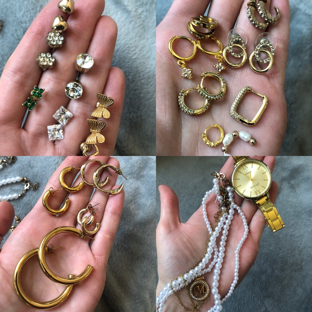 Lot of Jewelry Set - Hoop Earrings, Watch, Necklace